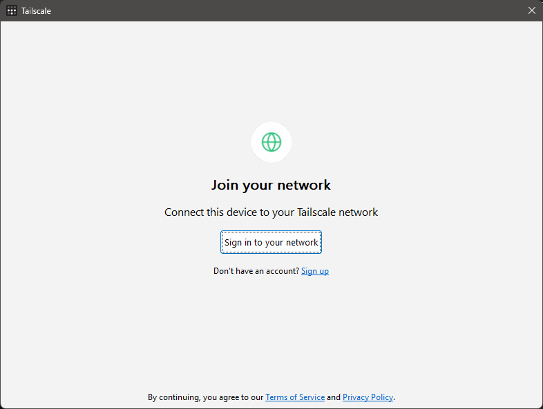 Tailscaleサインイン画面